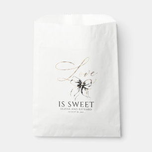 Liebe ist süße schwarze Schleife Gold Schrift Dank Geschenktütchen