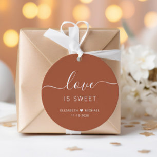 Liebe ist süße Terrakotta-Hochzeit Geschenkanhänger