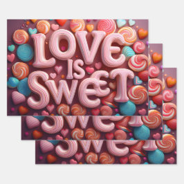 Liebe ist süße Valentinstag-Kandiswirbel Geschenkpapier Set