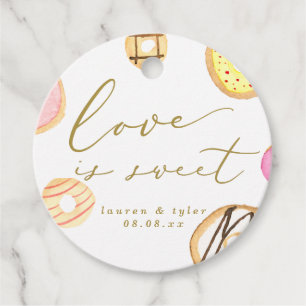 Liebe ist süße Wasserfarbe Donuts Hochzeit Geschenkanhänger