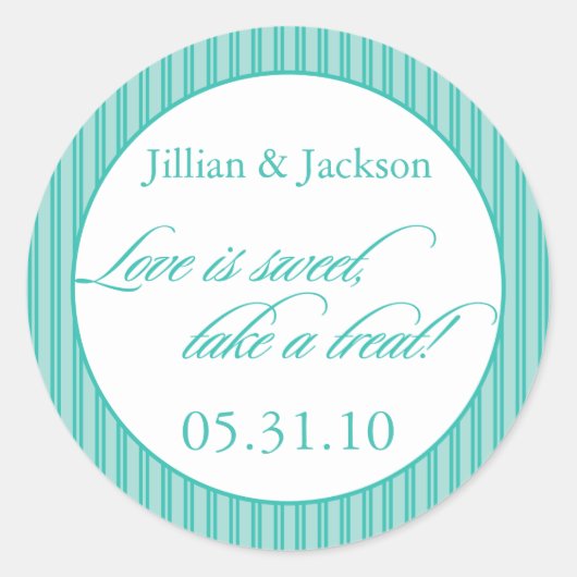 Liebe ist süßer Aufkleber in Aqua (Vorderseite)