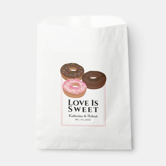Liebe ist süßer Donut | Hochzeit Geschenktütchen (Vorderseite)