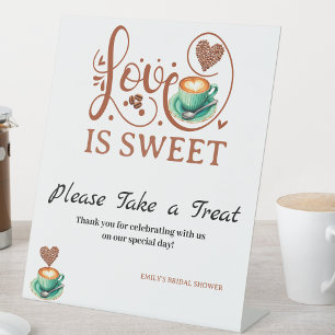 Liebe ist süßer Kaffee Herz Kalligrafie Terrakotta Sockelschild