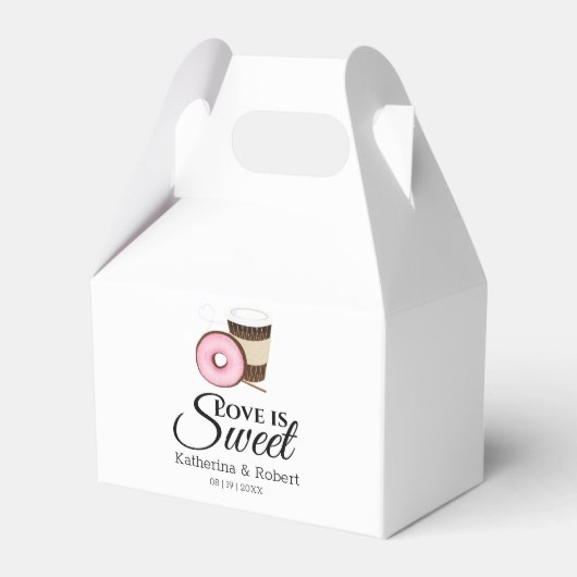 Liebe ist süßer Kaffee und Donut | Hochzeit Geschenkschachtel (Vorderseite)