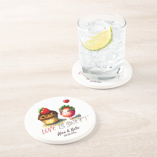 Liebe ist süßer Spaß Getränkeuntersetzer (Seite)