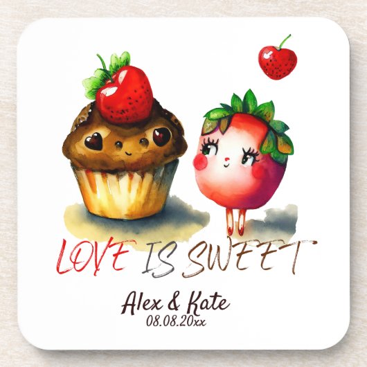 Liebe ist süßer Spaß Getränkeuntersetzer (Vorderseite)