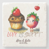 Liebe ist süßer Spaß Steinuntersetzer (Vorderseite)