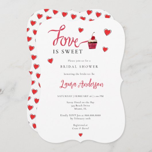 Liebe ist süßes Brautparty Einladung (Vorne/Hinten)