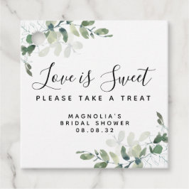 Liebe ist süßes Eukalyptus-Brautparty Geschenkanhänger