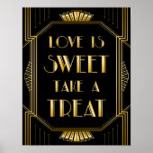Liebe ist süßes Hochzeitszeichen | Gatsby Art Deco Poster (Vorne)