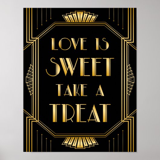 Liebe ist süßes Hochzeitszeichen | Gatsby Art Deco Poster (Vorne)