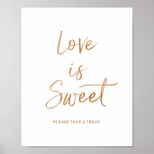 Liebe ist Sweet 8x10 Stilvolle Rose Gold Wedding S Poster (Vorne)