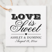 Liebe ist Sweet Black and White Wedding Monogram Geschenkanhänger (Vorderseite)