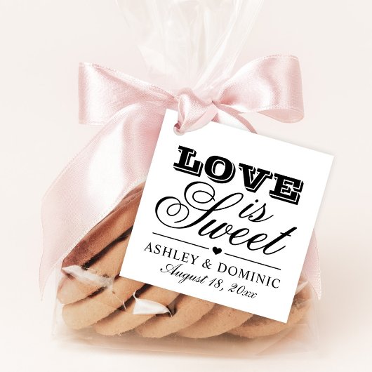 Liebe ist Sweet Black and White Wedding Monogram Geschenkanhänger