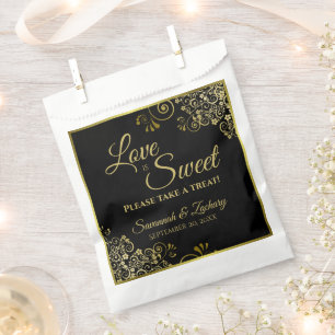 Liebe ist Sweet Black & Gold Lace Wedding Geschenktütchen