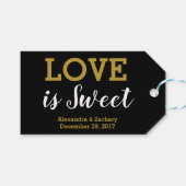 Liebe ist Sweet Black Gold Wedding Candy Gefallen Geschenkanhänger (Vorderseite (Horizontal))