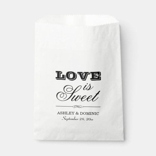 Liebe ist Sweet Black Wedding Monogram Geschenktütchen (Vorderseite)