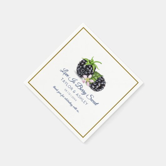 Liebe ist Sweet BlackBerry Fruit | Hochzeit Serviette (Ecke)