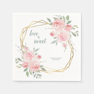 Liebe ist Sweet Blush Bloral Geometric Wedding Serviette