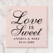 Liebe ist Sweet Blush Pink Script Wedding Monogram Geschenkanhänger (Vorderseite)