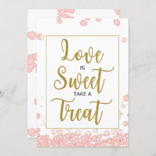 Liebe ist Sweet Brautparty Sign  Rosa und Gold Einladung