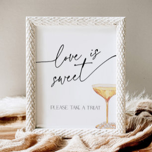 Liebe ist Sweet Bridal Pearls und Prosecco Buffet Sockelschild
