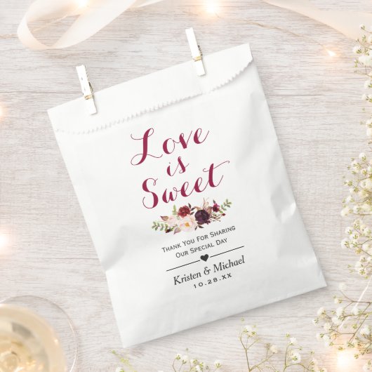 Liebe ist Sweet Burgundy Gastgeschenk Hochzeit Geschenktütchen (Ausgeschnitten)