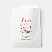Liebe ist Sweet Burgundy Gastgeschenk Hochzeit Geschenktütchen (Vorderseite)