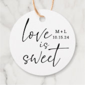 Liebe ist Sweet Calligraphy Gastgeschenk Hochzeit Geschenkanhänger (Rückseite)