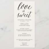 Liebe ist Sweet Calligraphy Script Classic Wedding Menükarte (Vorderseite)