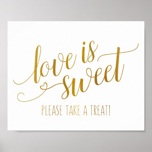 Liebe ist Sweet Calligraphy Sign | Imitate Gold Fo Poster (Vorne)
