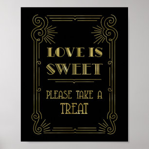 Liebe ist Sweet Candy Bar Wedding Gold Black 1920s Poster