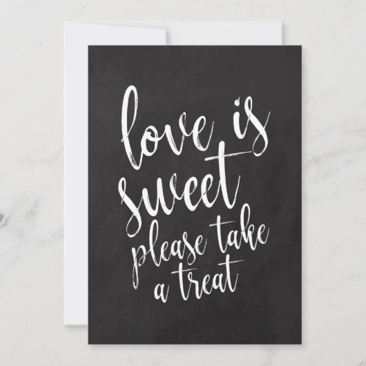 Liebe ist Sweet Chalkboard Gastgeschenke Hochzeite Einladung (Vorderseite)