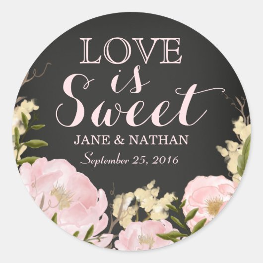 Liebe ist Sweet Chalkboard Wedding Sticker (Vorderseite)
