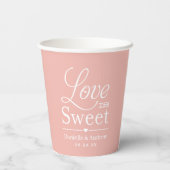Liebe ist Sweet Custom Rose Gold Wedding Monogram Pappbecher (Rückseite)