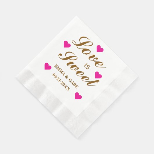 Liebe ist Sweet Custom Script Wedding Monogram Serviette (Ecke)