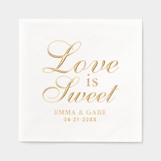 Liebe ist Sweet Custom Script Wedding Monogram Servietten Mit Folie (Vorderseite)