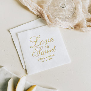 Liebe ist Sweet Custom Script Wedding Monogram Servietten Mit Folie