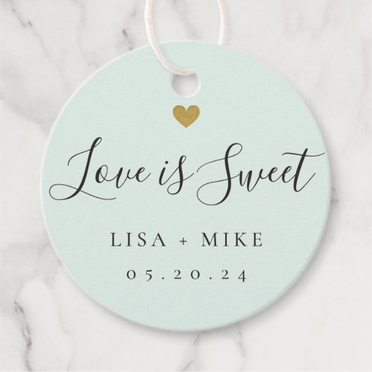 Liebe ist Sweet Custom Wedding Candy Sage Green Geschenkanhänger (Vorderseite)