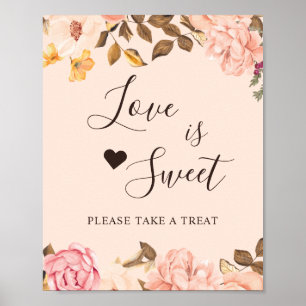 Liebe ist Sweet Dessert Bar Blush Gold Chic Floral Poster