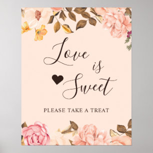 Liebe ist Sweet Dessert Bar Blush Gold Chic Floral Poster