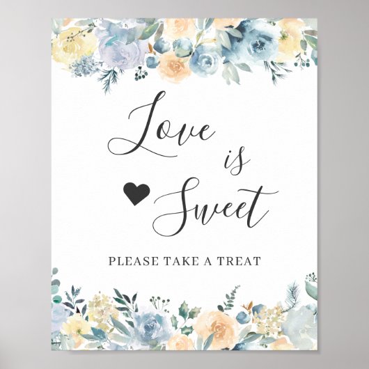 Liebe ist Sweet Dessert Bar Vanilla Chic Blue Flor Poster (Vorne)