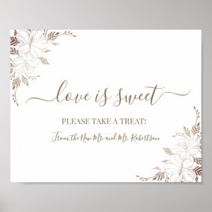 Liebe ist Sweet Dessert Table Wedding Floral Sign Poster