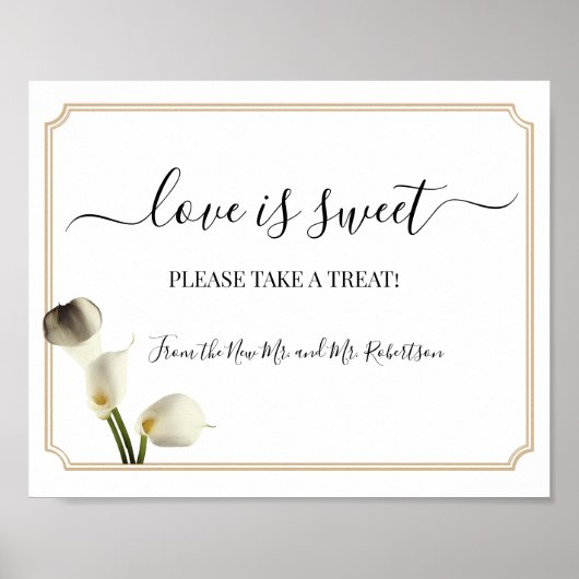 Liebe ist Sweet Dessert Table Wedding Green Sign Poster (Vorne)