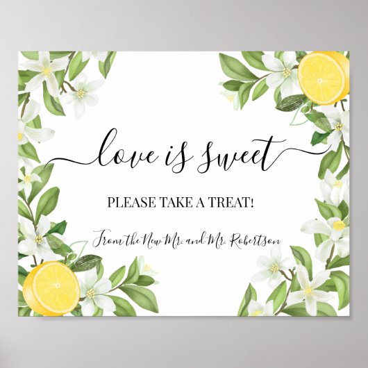 Liebe ist Sweet Dessert Table Wedding Green Sign Poster (Vorne)