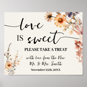 Liebe ist Sweet Dessert Table Wildblumen Hochzeit Poster