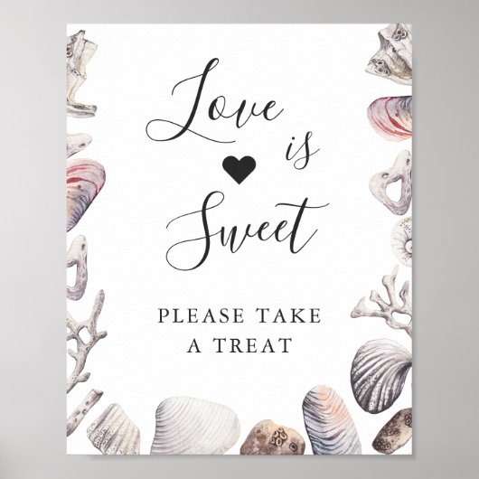 Liebe ist Sweet Dessert Wasserfarbe Weißes Meer Mu Poster (Vorne)