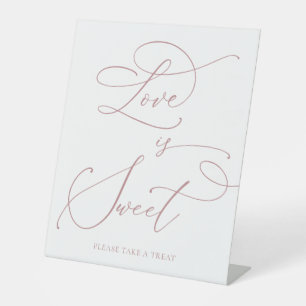 Liebe ist Sweet Dusty Rose Minimalistisch Wedding  Sockelschild