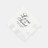 Liebe ist Sweet Elegant Black Wedding Monogram Serviette (Ecke)
