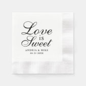 Liebe ist Sweet Elegant Black Wedding Monogram Serviette (Vorderseite)